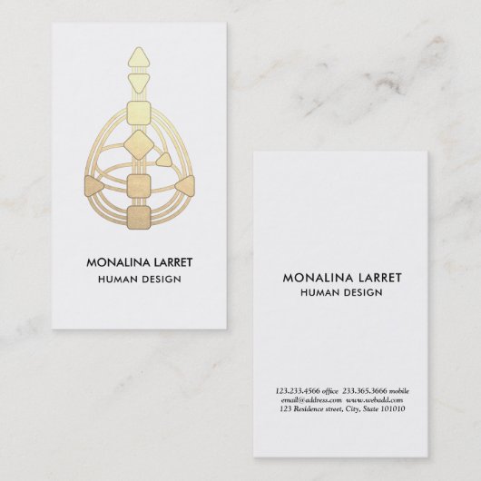 Gold Human Design Body Graph Visitekaartje (Voorkant / Achterkant)