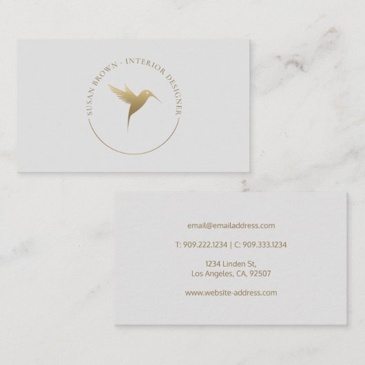 Gold Humming Bird Logo Visitekaartje (Voorkant / Achterkant)