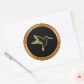 Gold Hummingbird met vleugels uitgestrekt Ronde Sticker (Envelop)