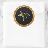 Gold Hummingbird met vleugels uitgestrekt Ronde Sticker (Tas)