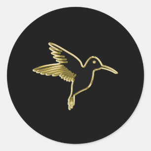 Gold Hummingbird met vleugels uitgestrekt Ronde Sticker