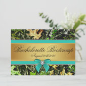 Gold Hunting Camo Bachelorette Party Kaart (Staand voorkant)