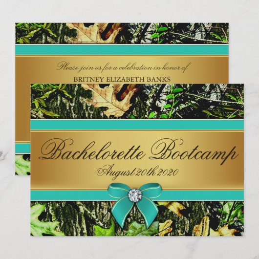 Gold Hunting Camo Bachelorette Party Kaart (Voorkant / Achterkant)