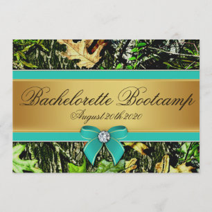Gold Hunting Camo Bachelorette Party Kaart