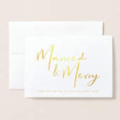 Gold huwelijksfeest en vrolijk kerstfeest Dank je  Folie Kaarten (Voorkant met envelop)