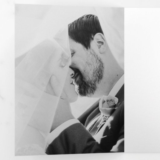 Gold Hydrangea 50th Wedding Jubileum Invitation Drieluik Programma (Binnenzijde eerst)