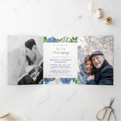 Gold Hydrangea 50th Wedding Jubileum Invitation Drieluik Programma (Binnen)