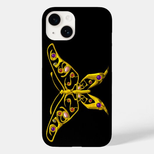 GOLD HYPER BUTTERFLES MET GEMSTONES Black Case-Mate iPhone Case (Achterkant)