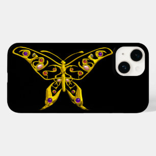 GOLD HYPER BUTTERFLES MET GEMSTONES Black Case-Mate iPhone Case