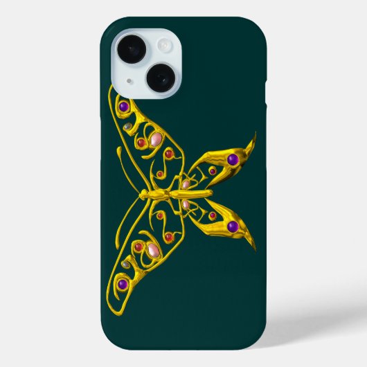 GOLD HYPER BUTTERFLES MET GEMSTONES, groen Case-Mate iPhone Case (Achterkant)