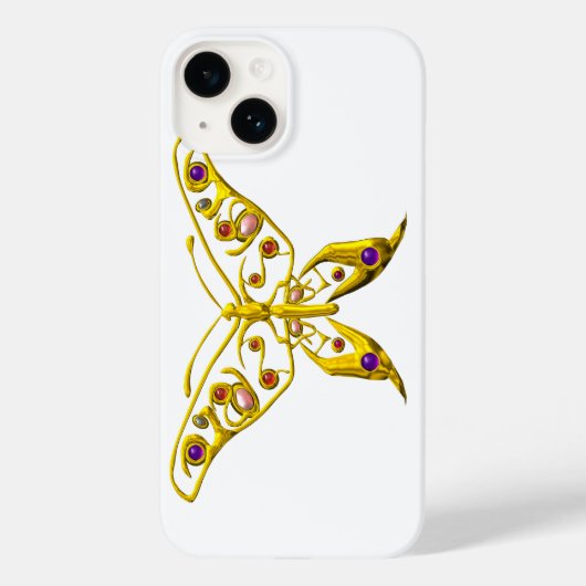 GOLD HYPER-BUTTERFLES MET GEMSTONES White Case-Mate iPhone Case (Achterkant)