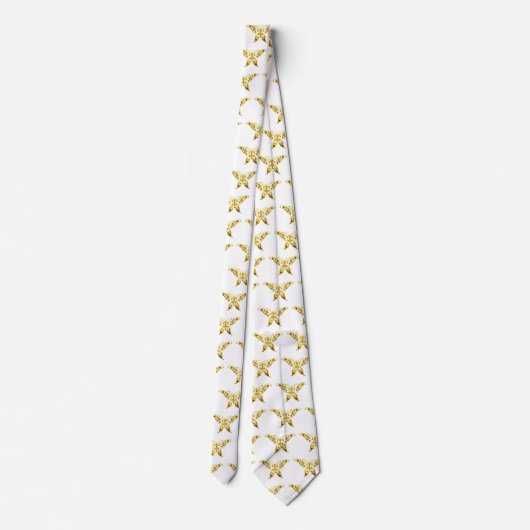 GOLD HYPER-BUTTERFLES MET GEMSTONES, Wit Stropdas (Achterkant)