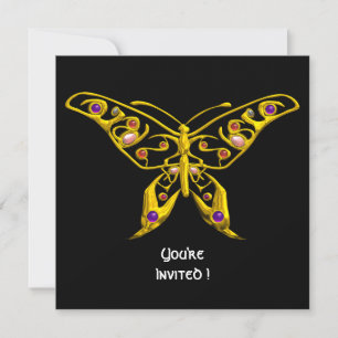 GOLD HYPER BUTTERFLY,GEMSTONES Black Weddenschap Kaart