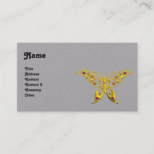 GOLD HYPER BUTTERFLY Grey Paper Visitekaartje (Voorkant)