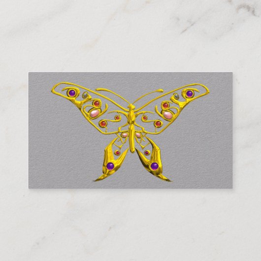 GOLD HYPER BUTTERFLY Grey Paper Visitekaartje (Achterkant)