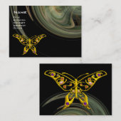GOLD HYPER BUTTERFLY JEWEL Grey Fractal Swirls Visitekaartje (Voorkant / Achterkant)