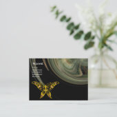 GOLD HYPER BUTTERFLY JEWEL Grey Fractal Swirls Visitekaartje (Staand voorkant)