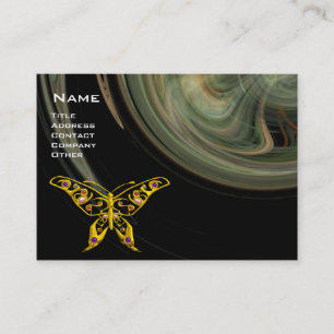 GOLD HYPER BUTTERFLY JEWEL Grey Fractal Swirls Visitekaartje