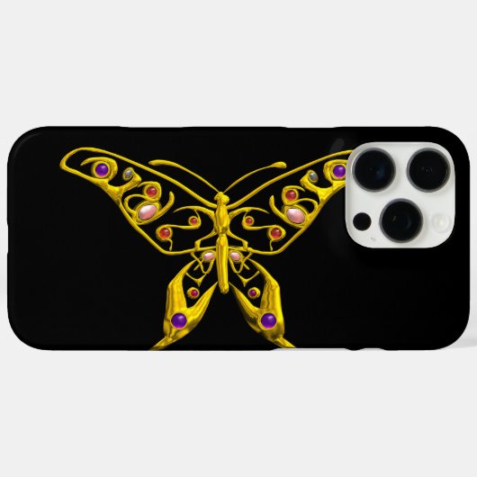 GOLD HYPER BUTTERFLY JEWEL MET GEMSTONES Black Case-Mate iPhone Case (Achterkant (horizontaal))