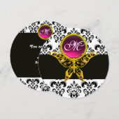 GOLD HYPER BUTTERFLY MONOGRAM, Black White Damask Kaart (Voorkant / Achterkant)