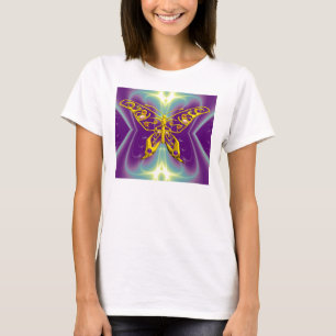 GOLD HYPER BUTTERFLY, Paarse Blauwgroen fractaalgo T-shirt