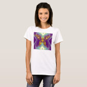 GOLD HYPER BUTTERFLY, Paarse Blauwgroen fractaalgo T-shirt (Voorkant volledig)