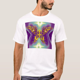 GOLD HYPER BUTTERFLY, Paarse groene fractaalgolven T-shirt