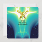 GOLD HYPER BUTTERFLY, Turquoise Blue Fractal Waves Kaart (Achterkant)
