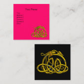 GOLD HYPER DRAGON CELTIC KNOTS, Roze Fuchsia Black Vierkante Visitekaartje (Voorkant / Achterkant)