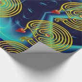 GOLD HYPER LABYRINTH, BLAUWGROEN WAVELLING AQUA BL CADEAUPAPIER (Hoek)