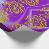 GOLD HYPER LABYRINTH, HEART, PINK PAARSE LICHTWAVE CADEAUPAPIER (Hoek)