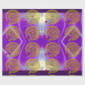 GOLD HYPER LABYRINTH, HEART, PINK PAARSE LICHTWAVE CADEAUPAPIER (Vlak)