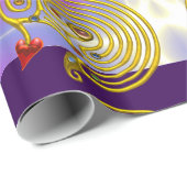 GOLD HYPER LABYRINTH, HEART, PINK PAARSE LICHTWAVE CADEAUPAPIER (Rol Hoek)