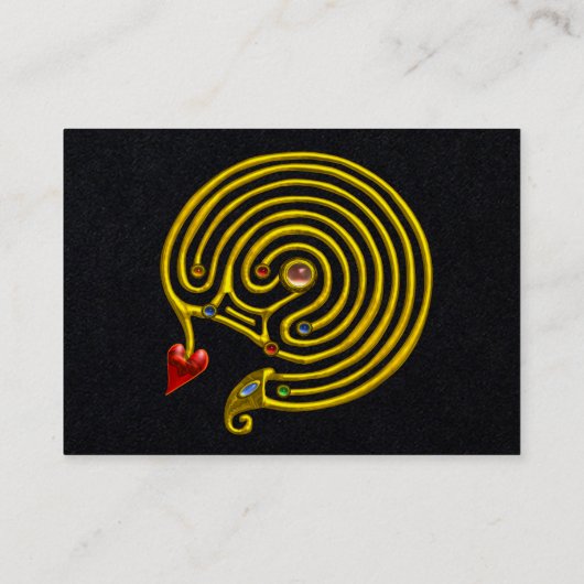 GOLD HYPER LABYRINTH MET HART Black Paper Visitekaartje (Achterkant)