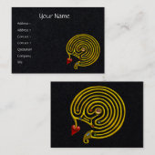 GOLD HYPER LABYRINTH MET HART Black Paper Visitekaartje (Voorkant / Achterkant)