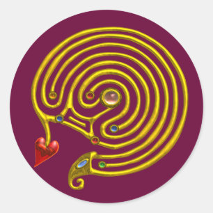 GOLD HYPER LABYRINTH MET HEART Paars Ronde Sticker