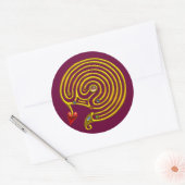 GOLD HYPER LABYRINTH MET HEART Paars Ronde Sticker (Envelop)