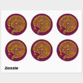 GOLD HYPER LABYRINTH MET HEART Paars Ronde Sticker (Vel)