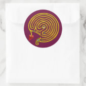 GOLD HYPER LABYRINTH MET HEART Paars Ronde Sticker (Tas)