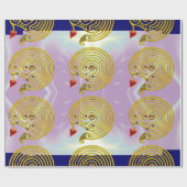 GOLD HYPER LABYRINTH / PAARSE BLAUWGROEN LICHTWAVE CADEAUPAPIER (Vlak)