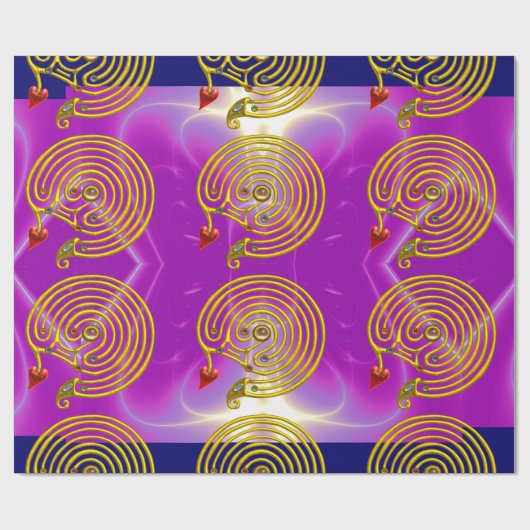 GOLD HYPER LABYRINTH / PINK FUCHSIA LIGHT WAVES CADEAUPAPIER (Vlak)