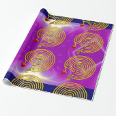 GOLD HYPER LABYRINTH / PINK FUCHSIA LIGHT WAVES CADEAUPAPIER (Uitgerold)