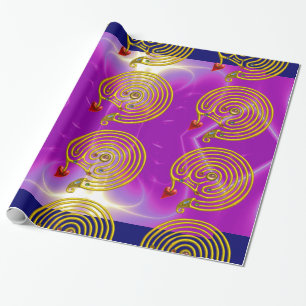GOLD HYPER LABYRINTH / PINK FUCHSIA LIGHT WAVES CADEAUPAPIER
