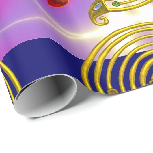 GOLD HYPER LABYRINTH / PINK FUCHSIA LIGHT WAVES CADEAUPAPIER (Rol Hoek)