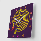 GOLD HYPER LABYRINTH PINK GEMSTONES Paars Geel Vierkante Klok (Hoek)