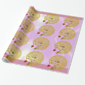 GOLD HYPER LABYRINTH Pink Valentijnsdag Heart Cadeaupapier (Uitgerold)