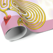 GOLD HYPER LABYRINTH Pink Valentijnsdag Heart Cadeaupapier (Rol Hoek)