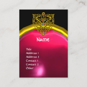 GOLD HYPER VALENTIJN HEART PINK RUBY GEM MONOGRAM VISITEKAARTJE