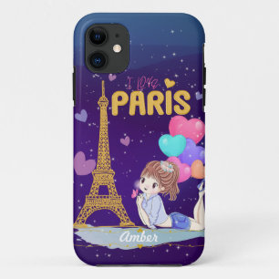Gold I Love Paris Eiffel Tower Case-Mate iPhone Case