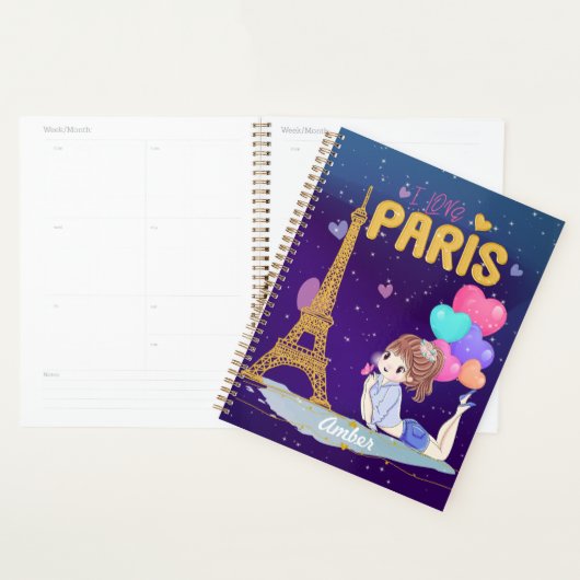 Gold I Love Paris Eiffel Tower Planner (Display)